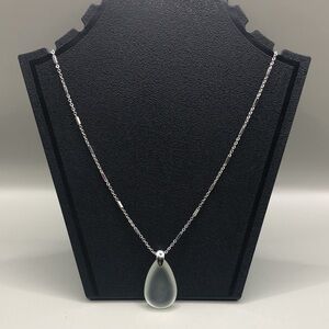 WHBM Sea Glass Tear Drop Elegant Chain Pendant Necklace Minimalist or Layer.
